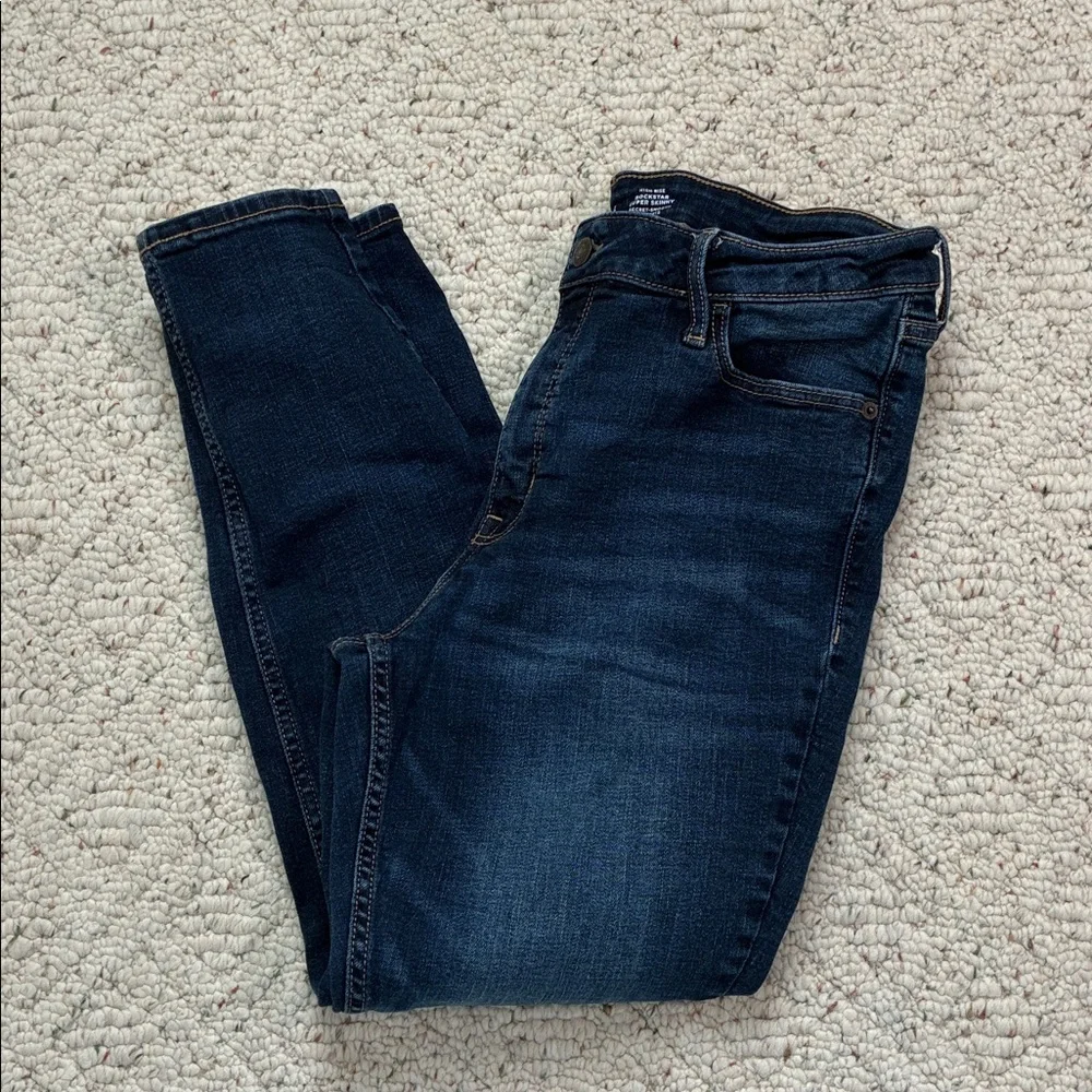 Old Navy Women's High Rise Rockstar Super Skinny Dark Blue Denim Jeans